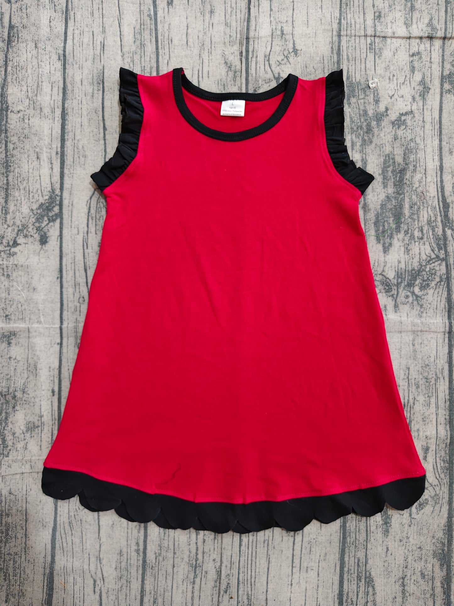 NO MOQ Preorder GSD4057 Red Black Wave Ruffle Sleeveless Dresses for Girls 202604