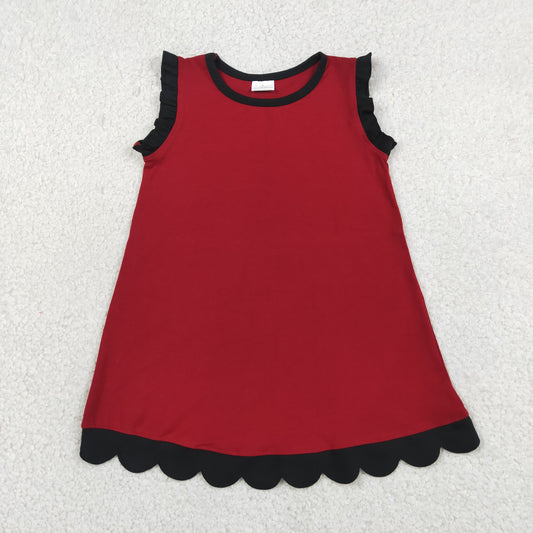 GSD4058 Dark Red Black Wave Ruffle Sleeveless Dresses for Girls 202605 RTS