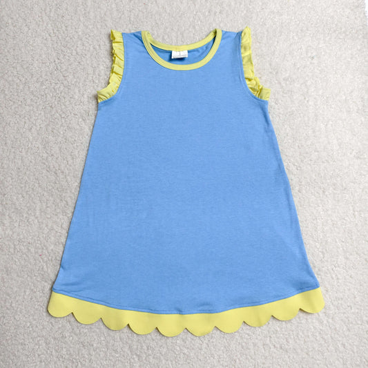 GSD4061 Blue Purple Yellow Wave Ruffle Sleeveless Dresses for Girls 202606 RTS