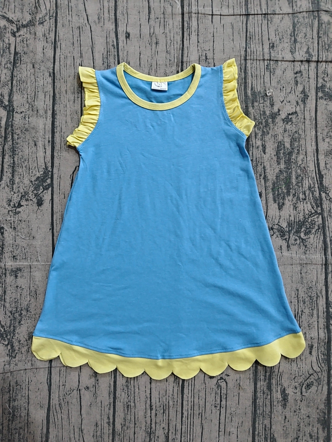 NO MOQ Preorder GSD4061 Blue Purple Yellow Wave Ruffle Sleeveless Dresses for Girls 202604