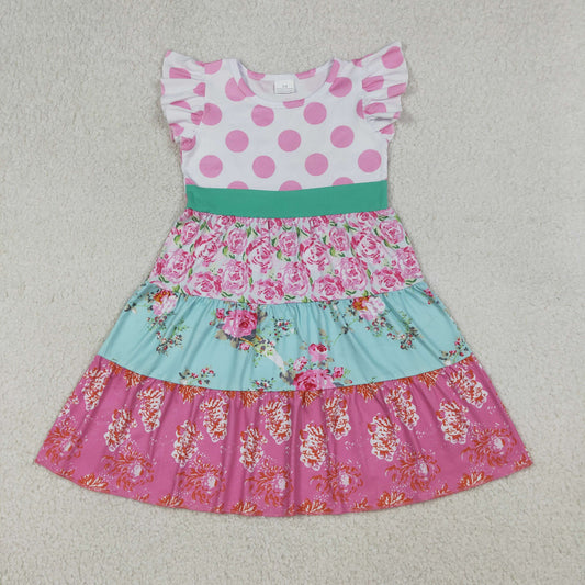 GSD4089 Flower Dots Fly Sleeve Dresses for Girls 202604 RTS