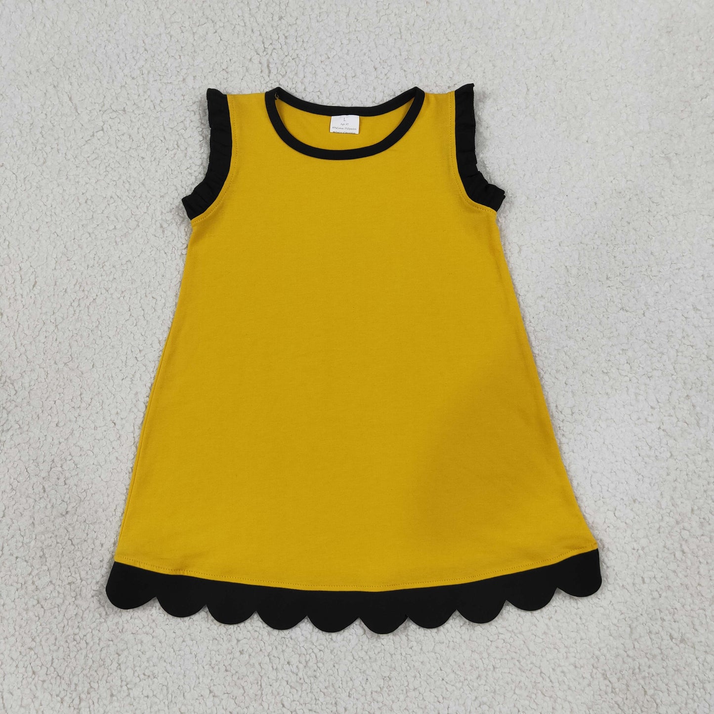 GSD4098 Golden Black Wave Ruffle Sleeveless Dresses for Girls 202607 RTS