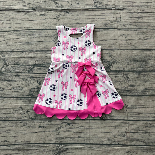 NO MOQ Preorder GSD4100 GO TEAM Football Dots Bows Stripe Rose Red Wave Ruffle Sleeveless Yoga Dresses for Girls 202605