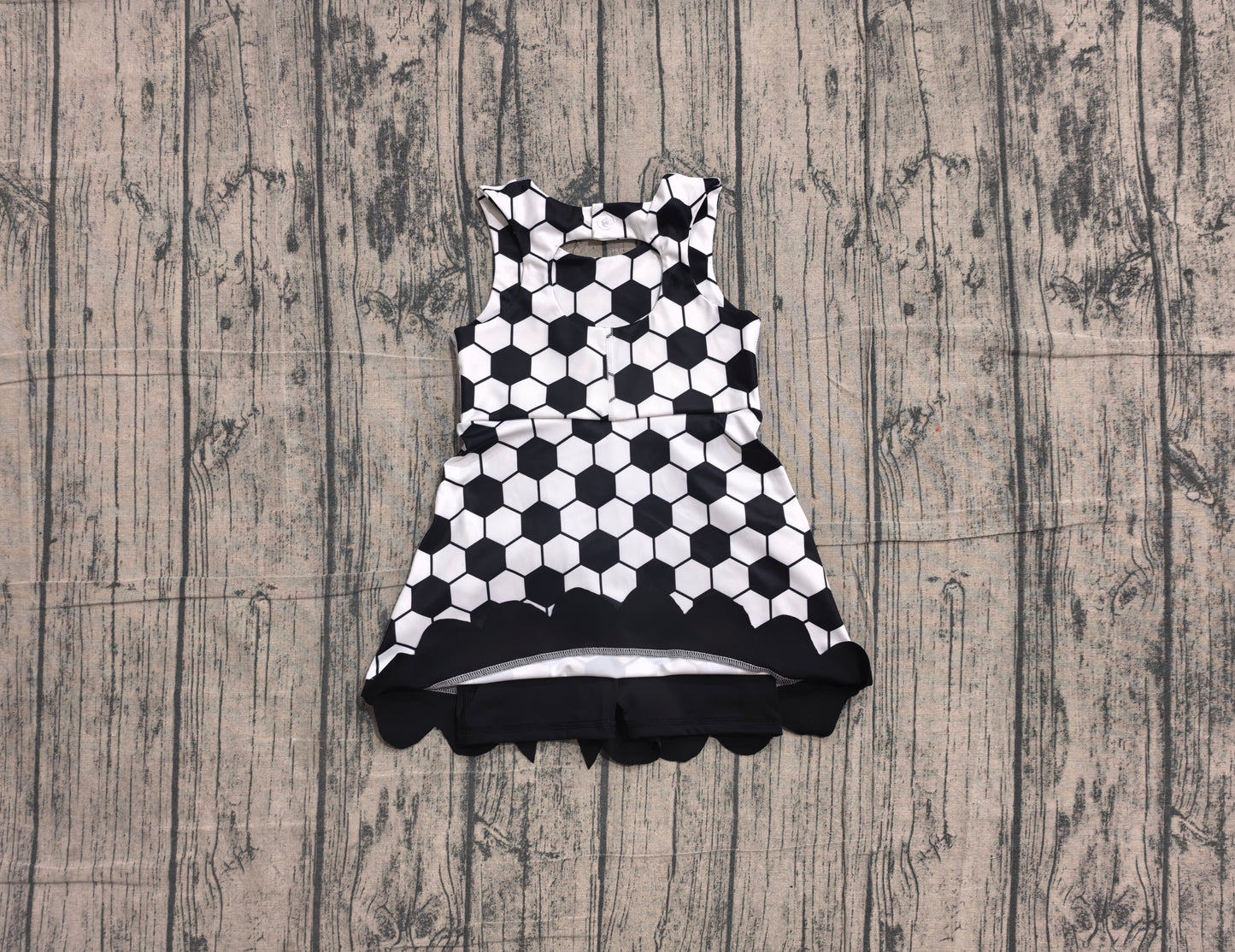NO MOQ Preorder GSD4102 GO TEAM Football Black Bows Wave Ruffle Sleeveless Yoga Dresses for Girls 202605