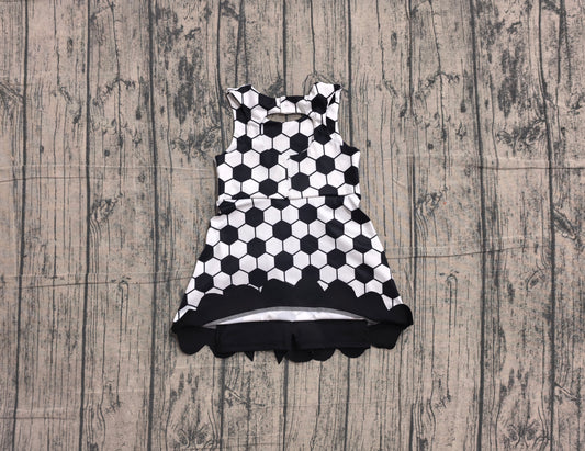 NO MOQ Preorder GSD4102 GO TEAM Football Black Bows Wave Ruffle Sleeveless Yoga Dresses for Girls 202605
