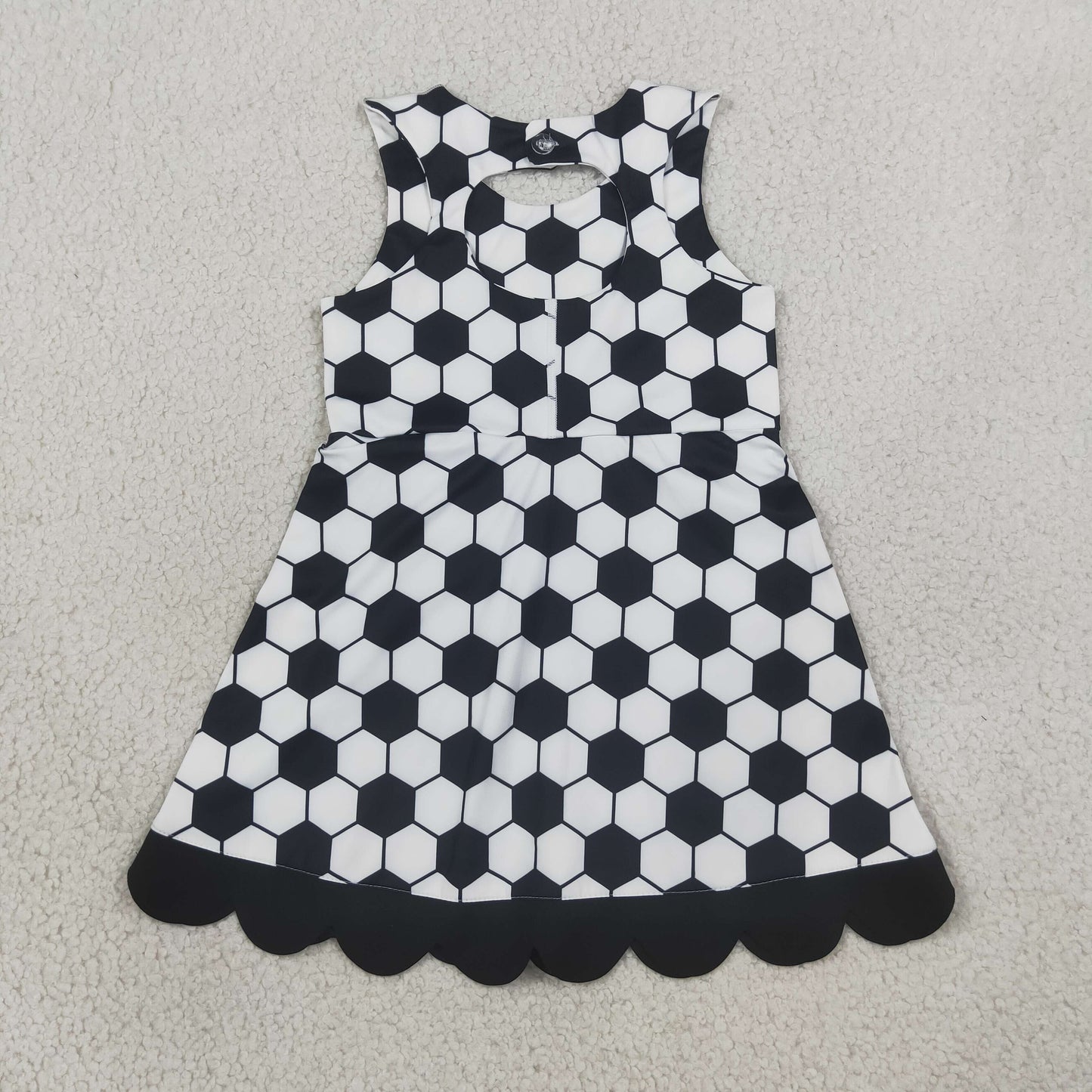 GSD4102 GO TEAM Football Black Bows Wave Ruffle Sleeveless Yoga Dresses for Girls 202608 RTS