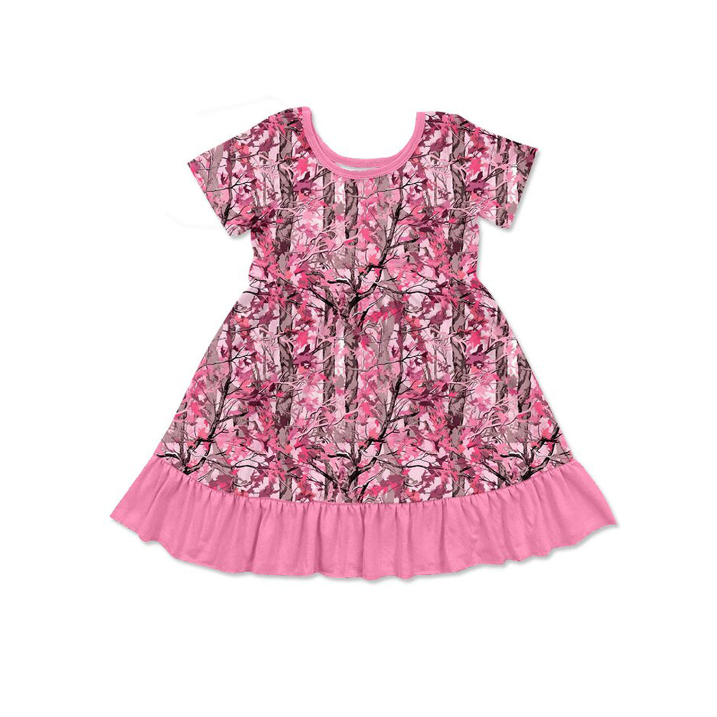 MOQ 5 PCS Preorder GSD4116 Branches Leaves Rose Red Ruffle Short Sleeve Dresses for Girls 202604