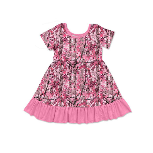 MOQ 5 PCS Preorder GSD4116 Branches Leaves Rose Red Ruffle Short Sleeve Dresses for Girls 202604