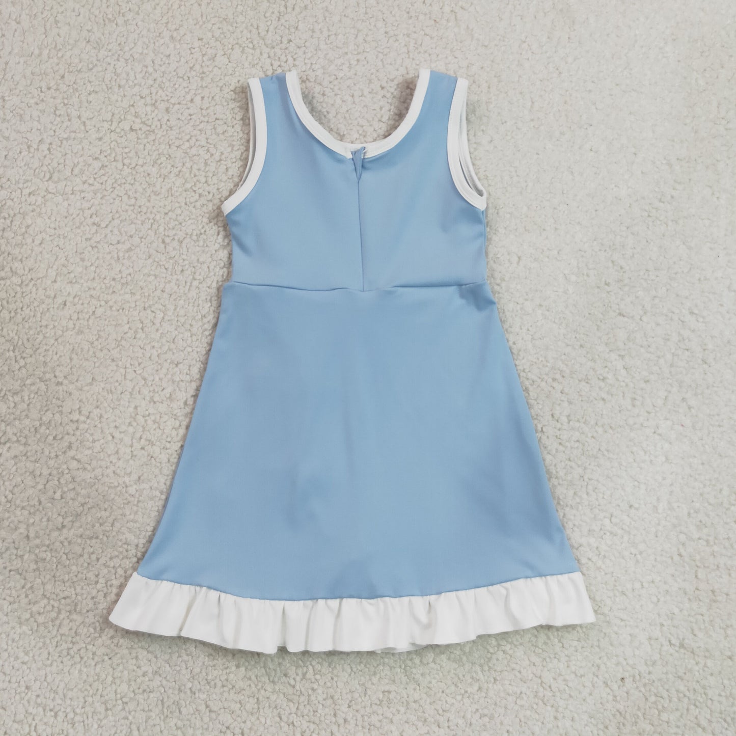 GSD4124 White Ruffle Blue Sleeveless Yoga Dresses for Girls 202606 RTS