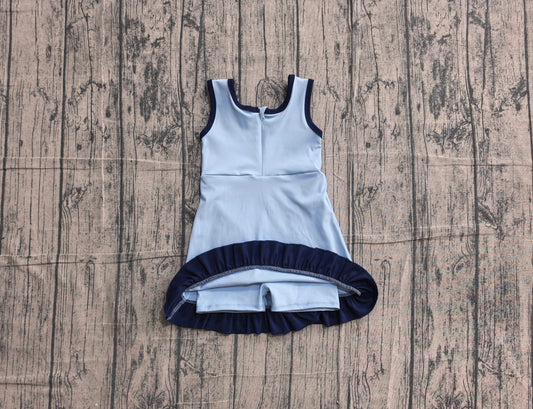NO MOQ Preorder GSD4126 Navy Ruffle Blue Sleeveless Yoga Dresses for Girls 202605