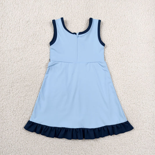 GSD4126 Navy Ruffle Blue Sleeveless Yoga Dresses for Girls 202606 RTS