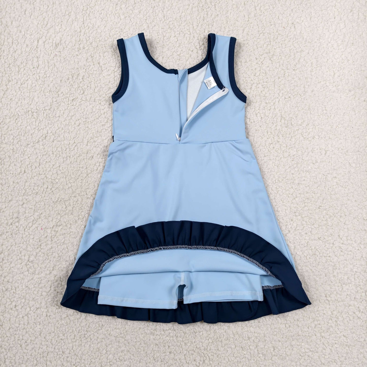 GSD4126 Navy Ruffle Blue Sleeveless Yoga Dresses for Girls 202606 RTS