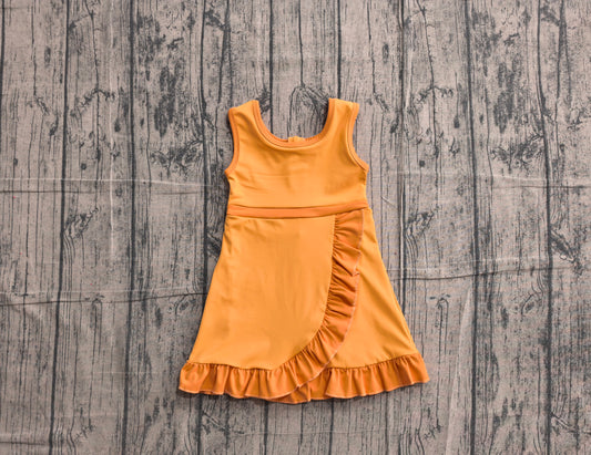 NO MOQ Preorder GSD4127 Orange Ruffle Sleeveless Yoga Dresses for Girls 202605