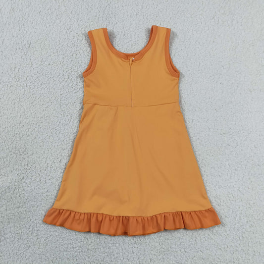 GSD4127 Orange Ruffle Sleeveless Yoga Dresses for Girls 202606 RTS