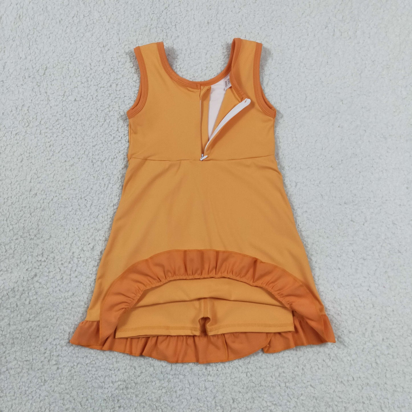GSD4127 Orange Ruffle Sleeveless Yoga Dresses for Girls 202606 RTS