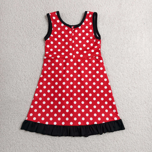 GSD4128 White Dots Black Ruffle Red Sleeveless Yoga Dresses for Girls 202606 RTS