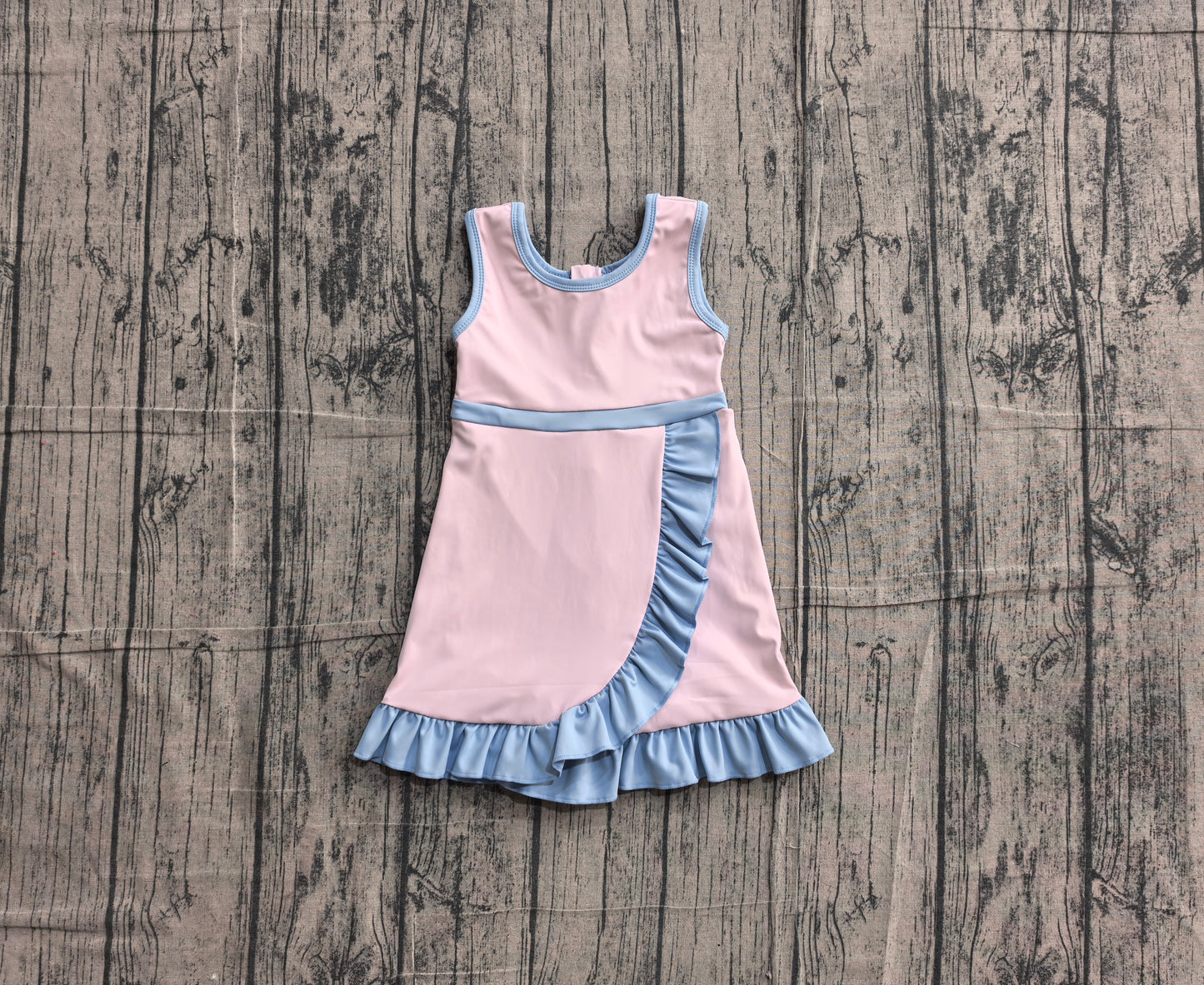 NO MOQ Preorder GSD4129 Blue Ruffle Pink Sleeveless Yoga Dresses for Girls 202605