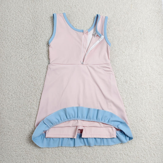 GSD4129 Blue Ruffle Pink Sleeveless Yoga Dresses for Girls 202606 RTS