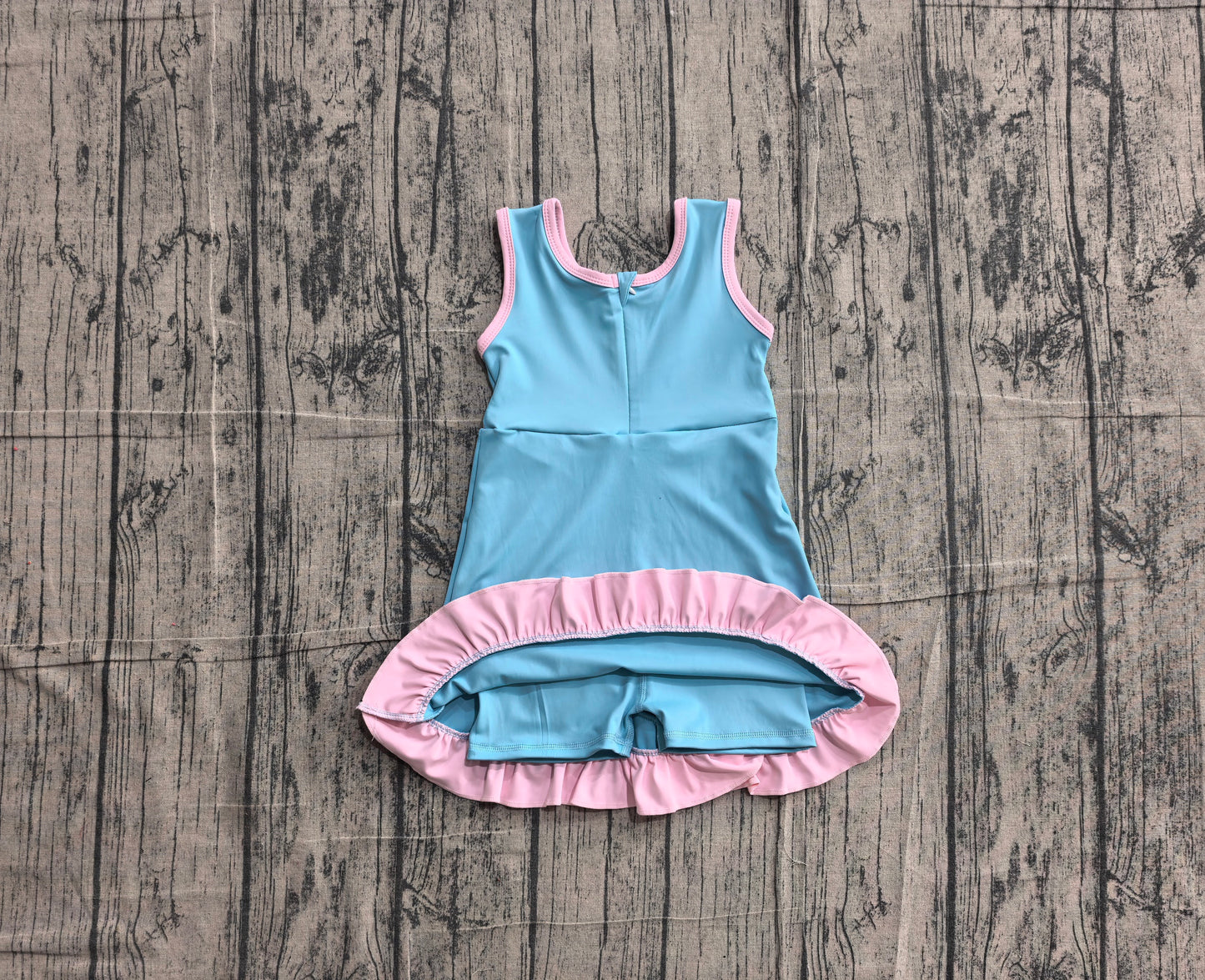 NO MOQ Preorder GSD4130 Pink Ruffle Blue Green Sleeveless Yoga Dresses for Girls 202605