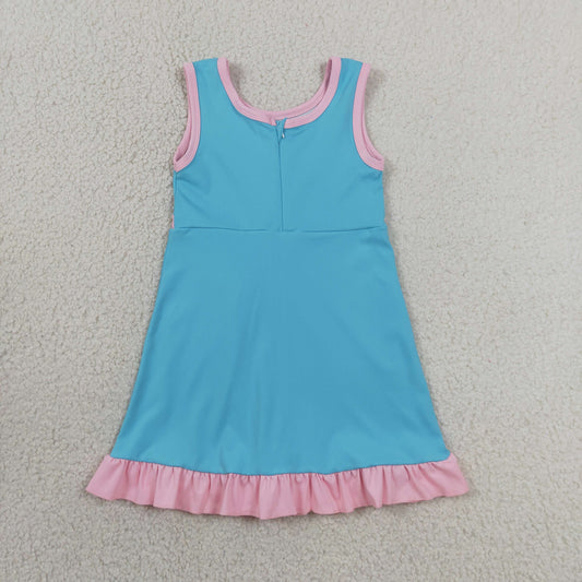 GSD4130 Pink Ruffle Blue Green Sleeveless Yoga Dresses for Girls 202606 RTS