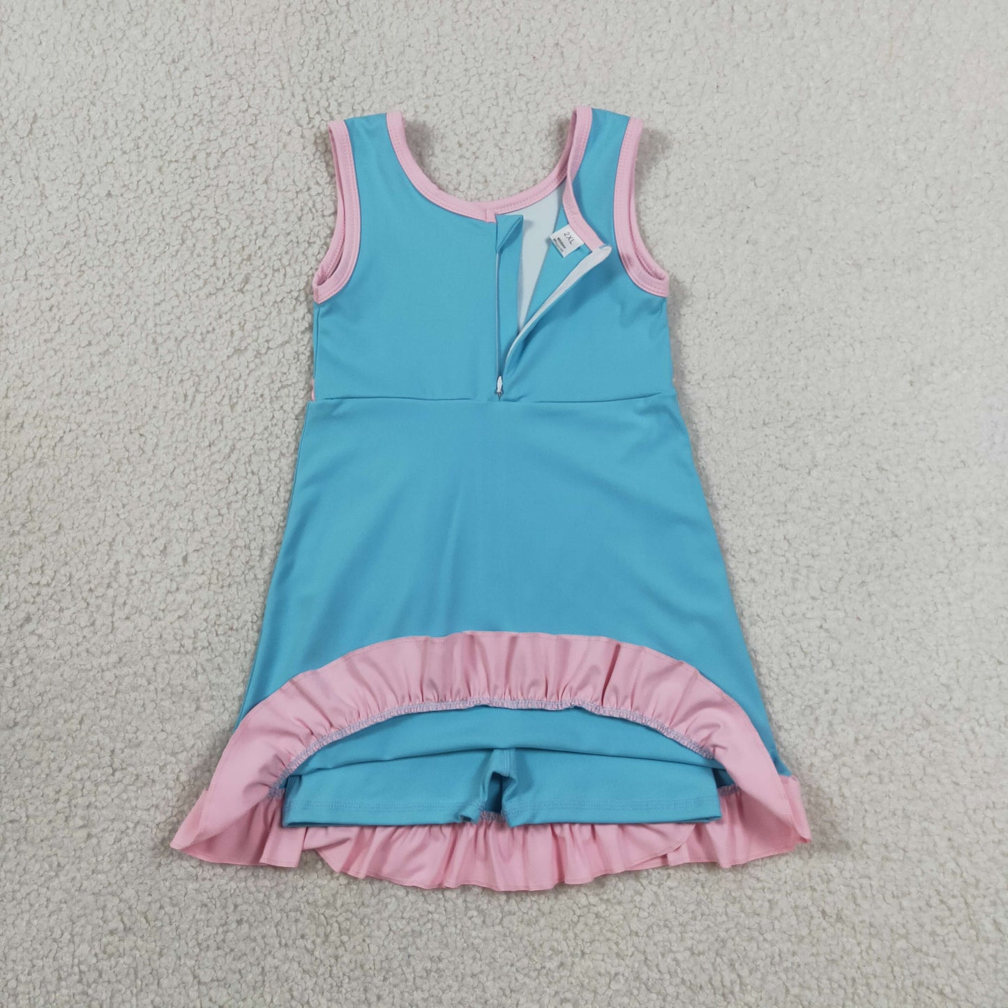GSD4130 Pink Ruffle Blue Green Sleeveless Yoga Dresses for Girls 202606 RTS