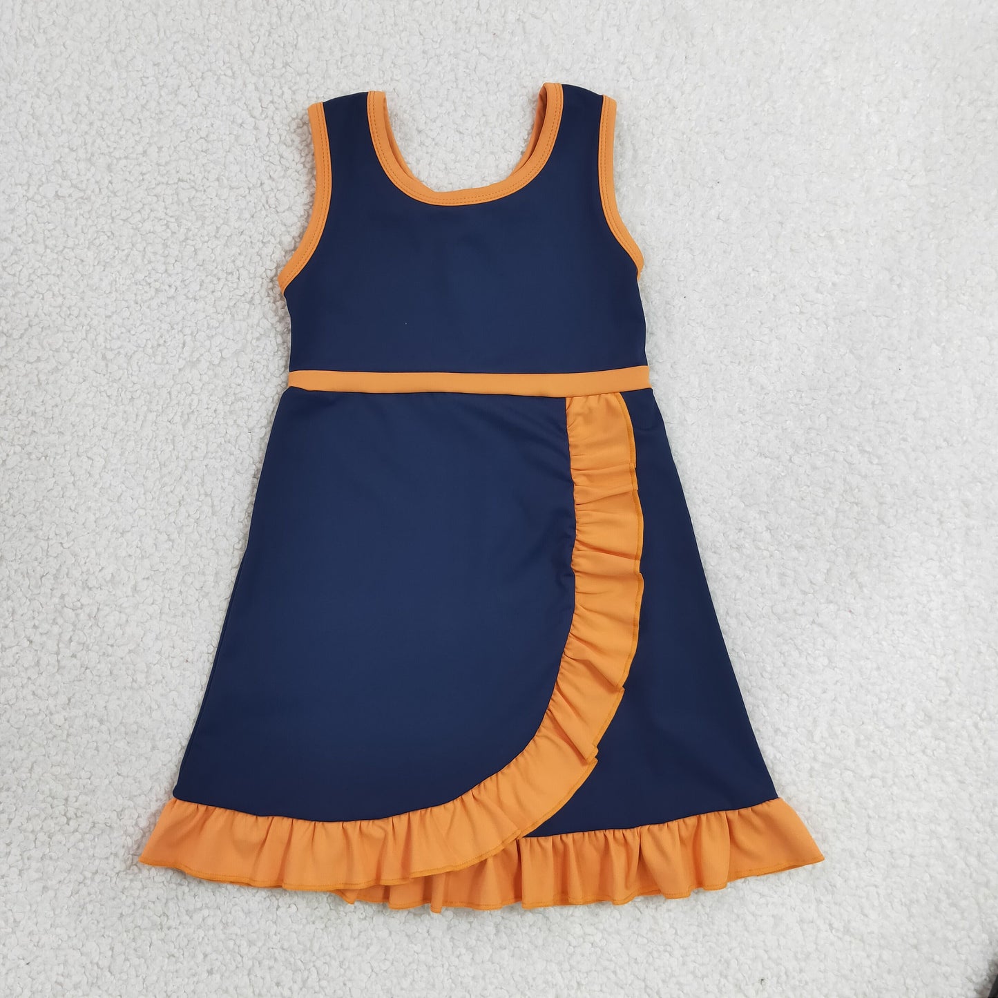 GSD4131 Orange Ruffle Navy Sleeveless Yoga Dresses for Girls 202606 RTS