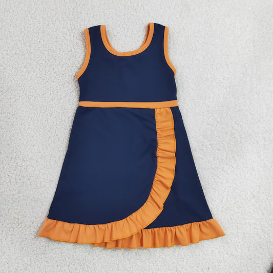 GSD4131 Orange Ruffle Navy Sleeveless Yoga Dresses for Girls 202606 RTS