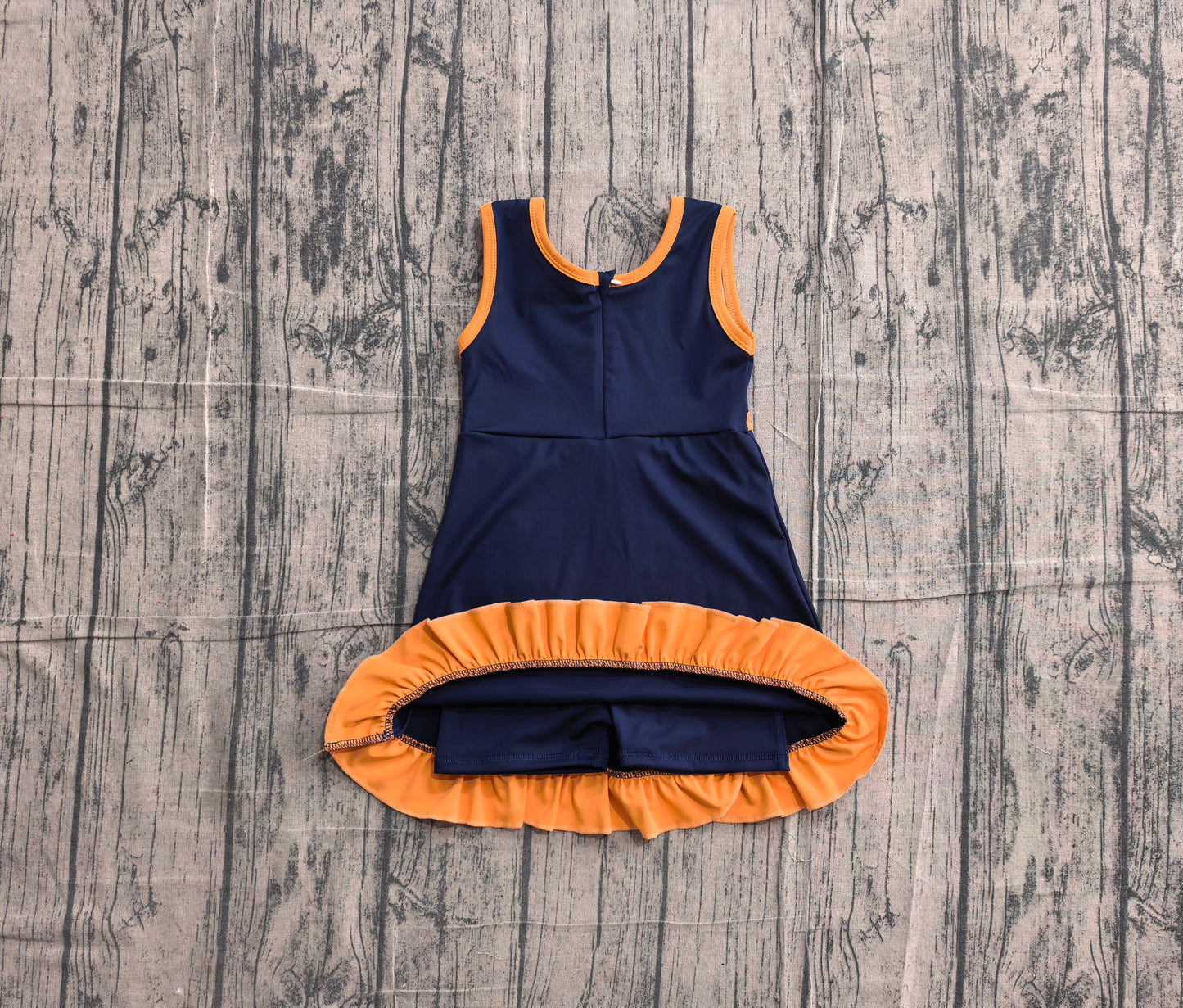 NO MOQ Preorder GSD4131 Orange Ruffle Navy Sleeveless Yoga Dresses for Girls 202605