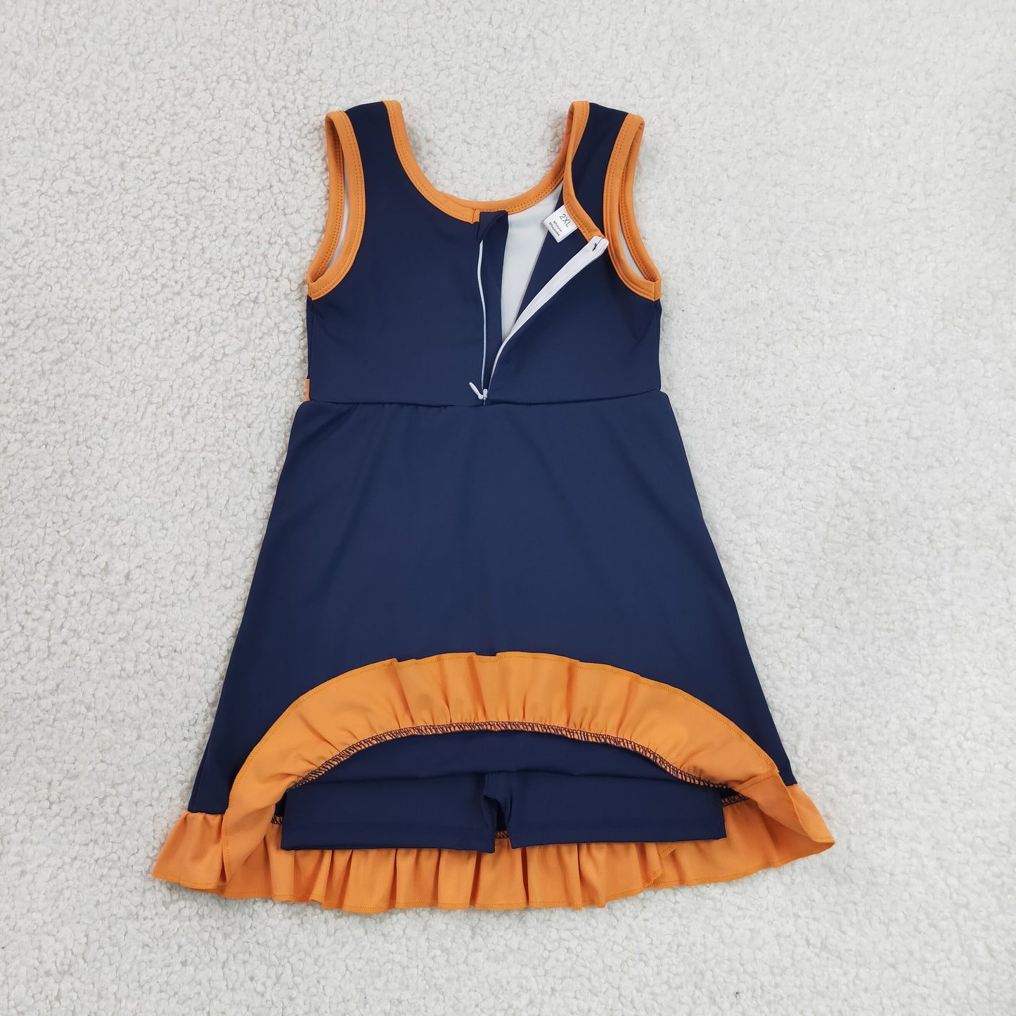 GSD4131 Orange Ruffle Navy Sleeveless Yoga Dresses for Girls 202606 RTS