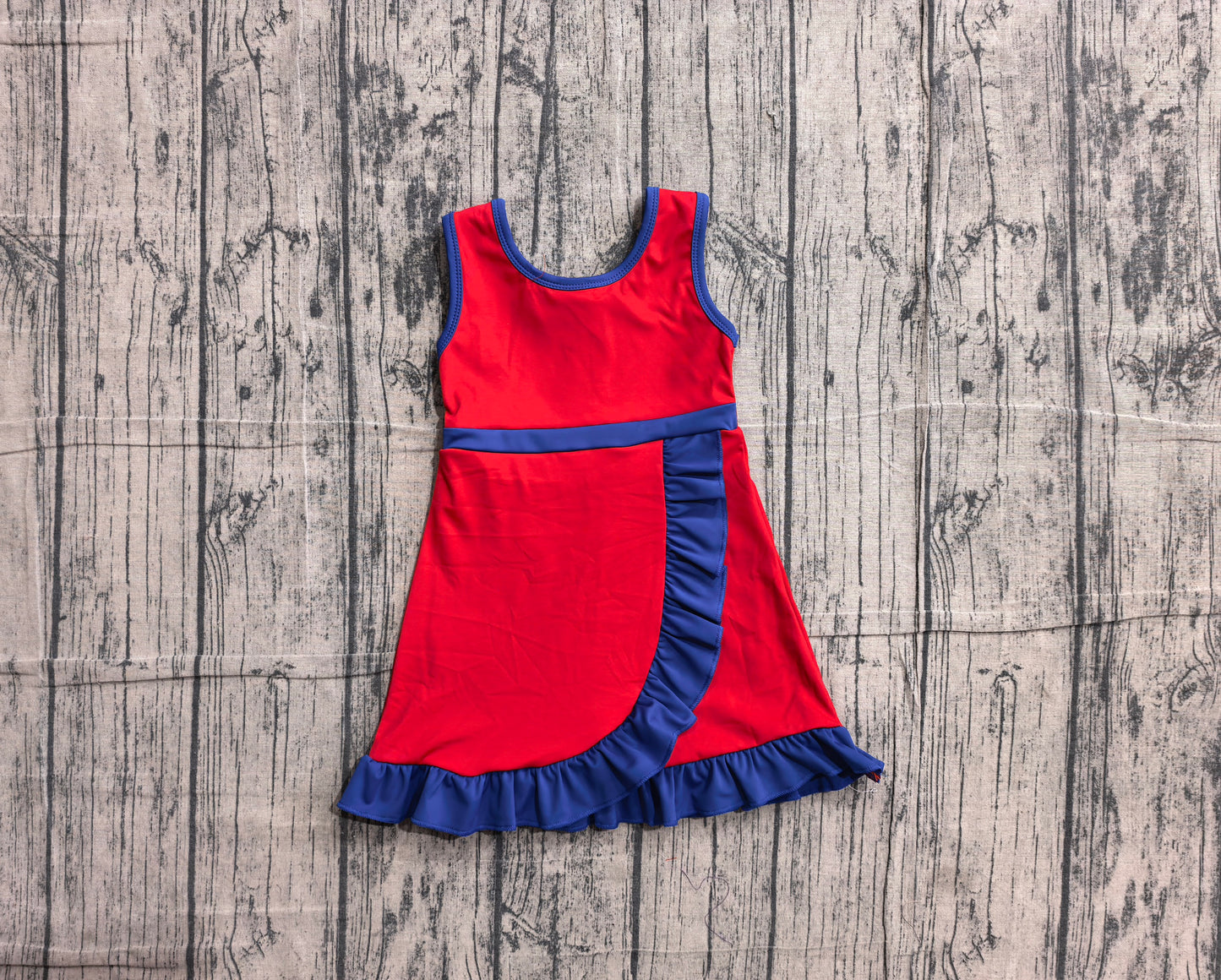 NO MOQ Preorder GSD4132 Blue Ruffle Red Sleeveless Yoga Dresses for Girls 202605