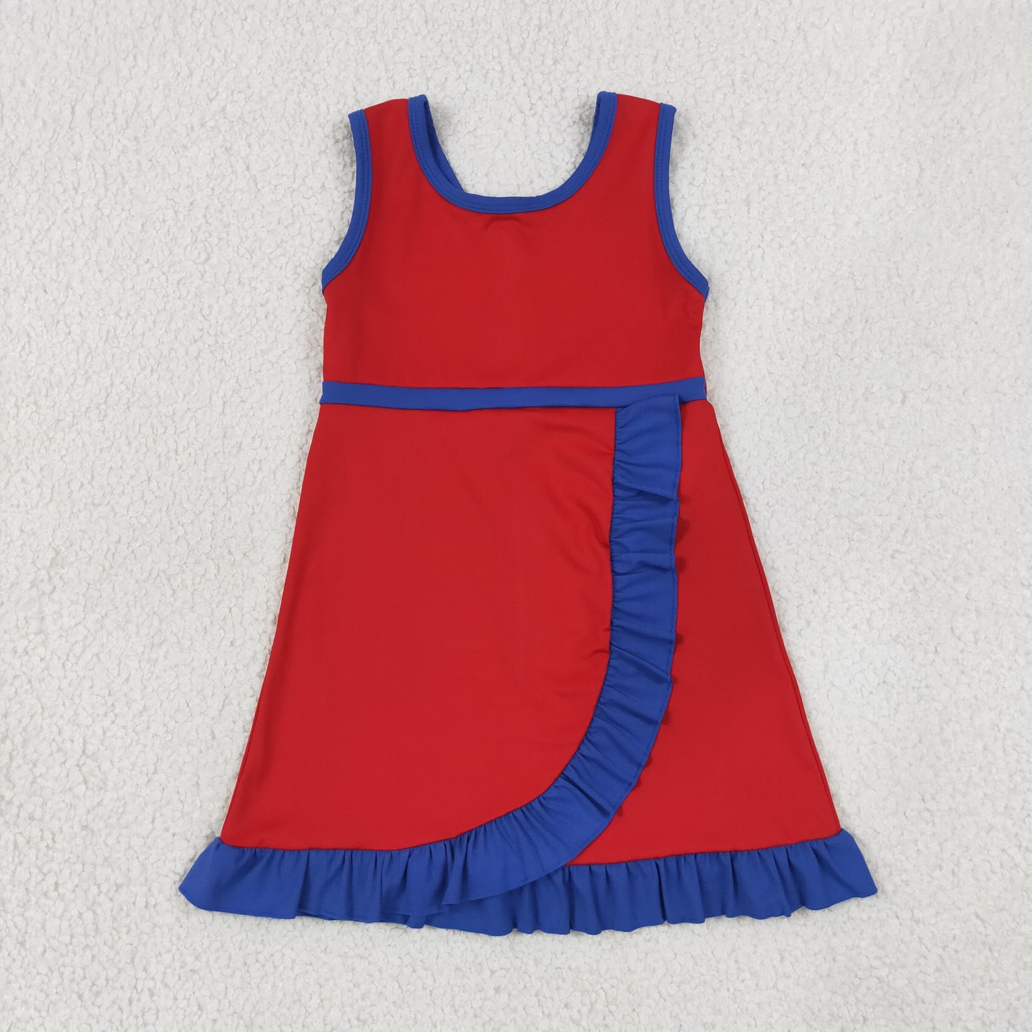GSD4132 Blue Ruffle Red Sleeveless Yoga Dresses for Girls 202607 RTS