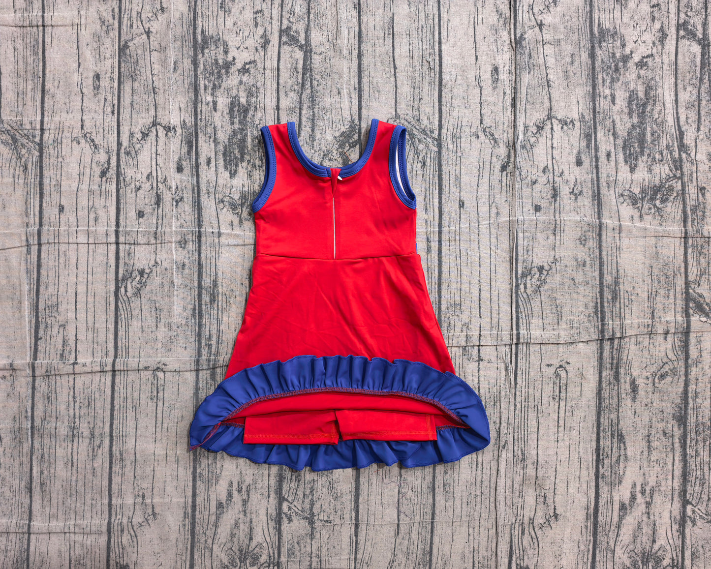 NO MOQ Preorder GSD4132 Blue Ruffle Red Sleeveless Yoga Dresses for Girls 202605