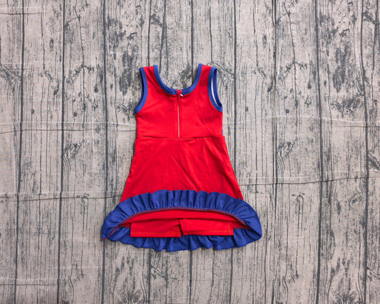 NO MOQ Preorder GSD4132 Blue Ruffle Red Sleeveless Yoga Dresses for Girls 202605
