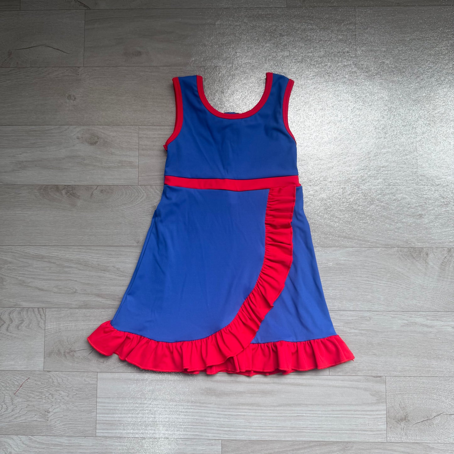 NO MOQ Preorder GSD4133 Red Ruffle Blue Sleeveless Yoga Dresses for Girls 202607