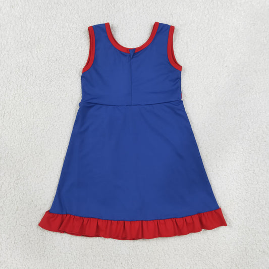 GSD4133 Red Ruffle Blue Sleeveless Yoga Dresses for Girls 202608 RTS