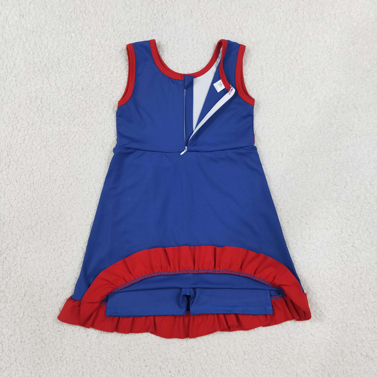 GSD4133 Red Ruffle Blue Sleeveless Yoga Dresses for Girls 202608 RTS