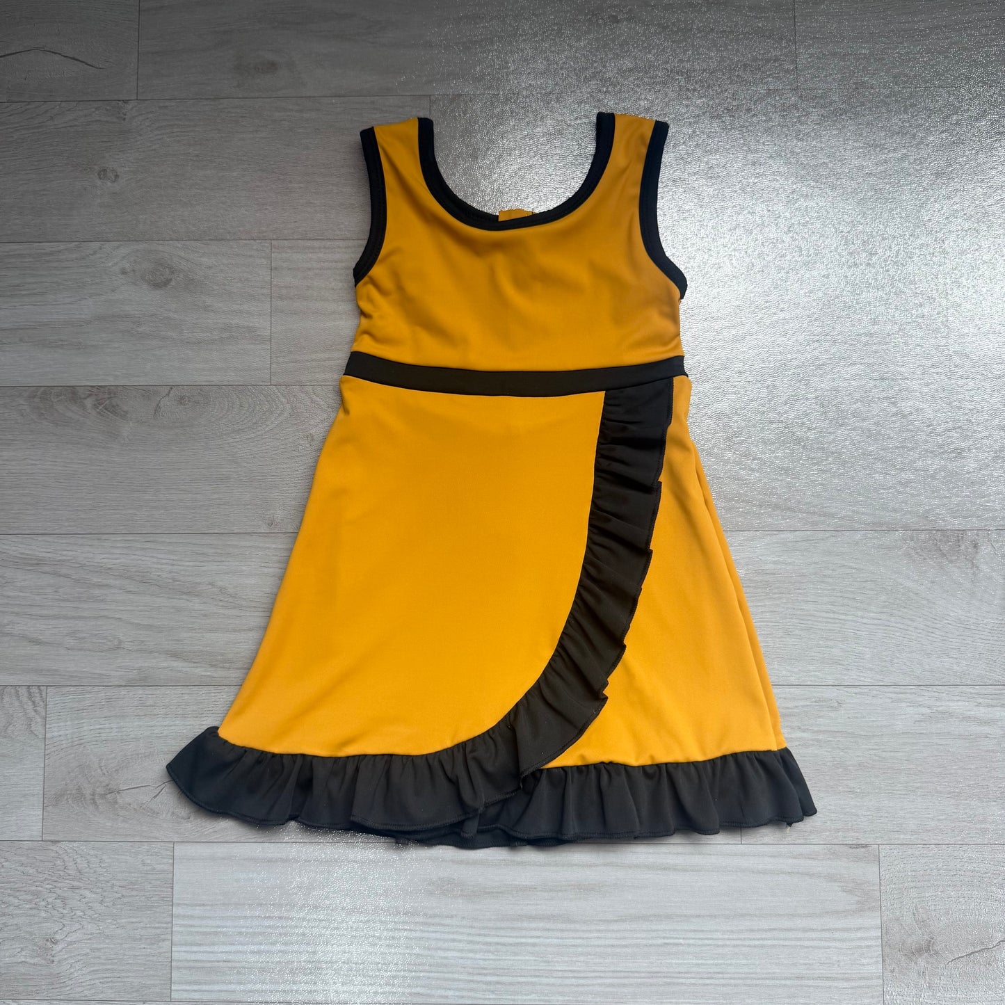 NO MOQ Preorder GSD4134 Black Ruffle Orange Sleeveless Yoga Dresses for Girls 202607