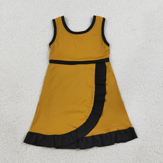 GSD4134 Black Ruffle Orange Sleeveless Yoga Dresses for Girls 202608 RTS