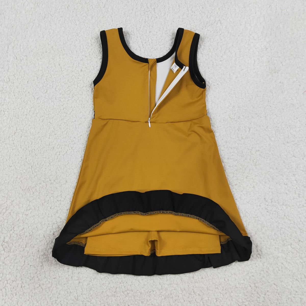 GSD4134 Black Ruffle Orange Sleeveless Yoga Dresses for Girls 202608 RTS