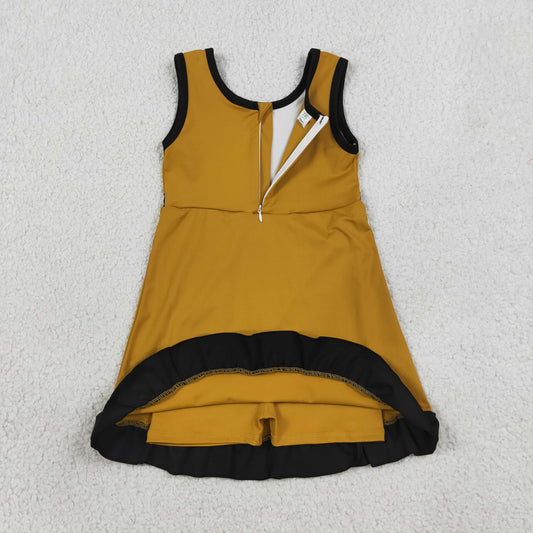 GSD4134 Black Ruffle Orange Sleeveless Yoga Dresses for Girls 202608 RTS