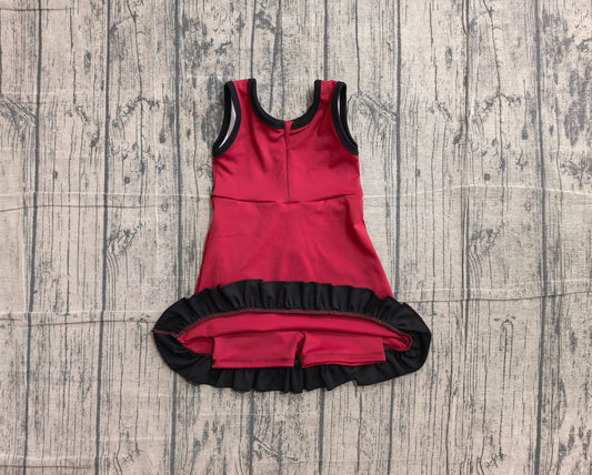 NO MOQ Preorder GSD4135 Black Ruffle Dark Red Sleeveless Yoga Dresses for Girls 202605