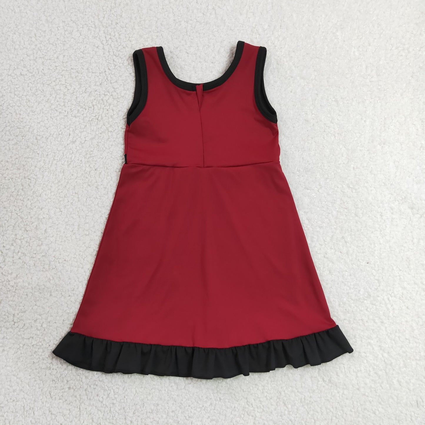 GSD4135 Black Ruffle Dark Red Sleeveless Yoga Dresses for Girls 202607 RTS