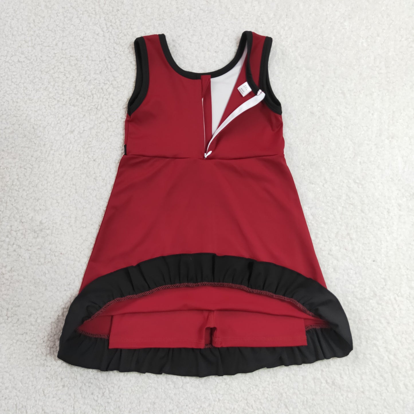 GSD4135 Black Ruffle Dark Red Sleeveless Yoga Dresses for Girls 202607 RTS