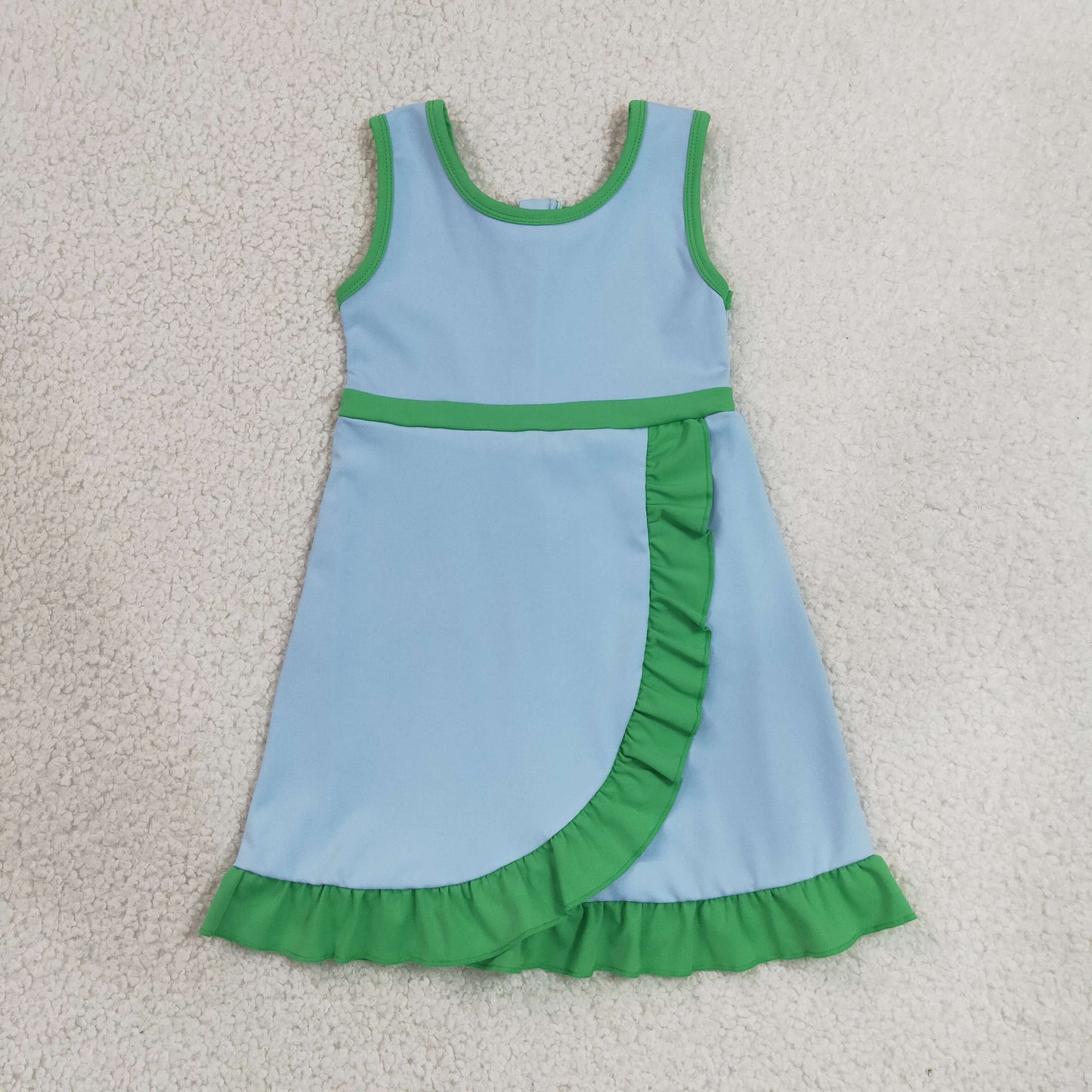 GSD4136 Green Ruffle Blue Sleeveless Yoga Dresses for Girls 202606 RTS