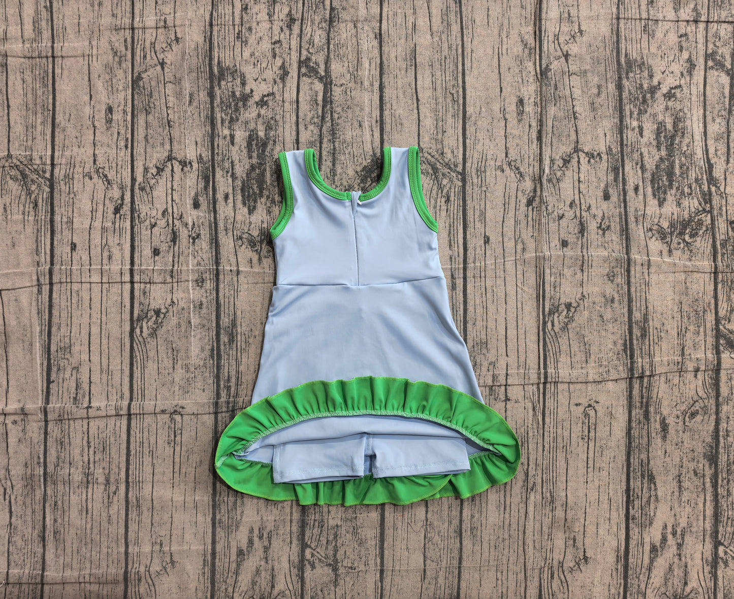 NO MOQ Preorder GSD4136 Green Ruffle Blue Sleeveless Yoga Dresses for Girls 202605