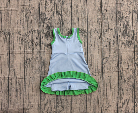 NO MOQ Preorder GSD4136 Green Ruffle Blue Sleeveless Yoga Dresses for Girls 202605