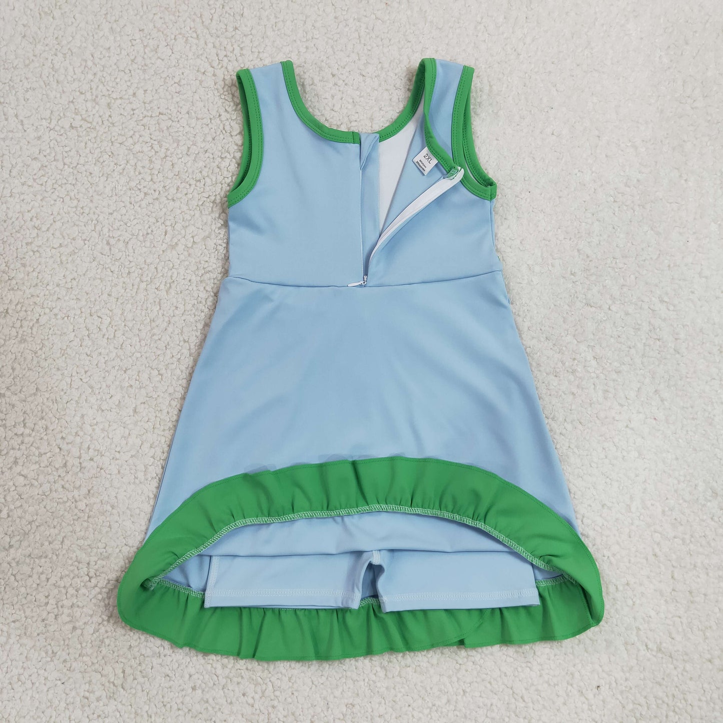 GSD4136 Green Ruffle Blue Sleeveless Yoga Dresses for Girls 202606 RTS