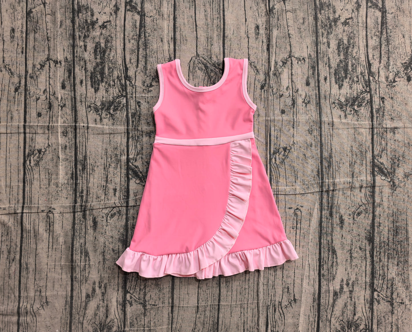 NO MOQ Preorder GSD4139 Pink Ruffle Sleeveless Yoga Dresses for Girls 202605