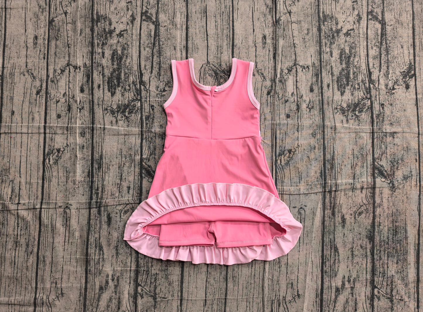 NO MOQ Preorder GSD4139 Pink Ruffle Sleeveless Yoga Dresses for Girls 202605