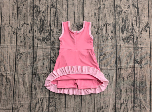 NO MOQ Preorder GSD4139 Pink Ruffle Sleeveless Yoga Dresses for Girls 202605